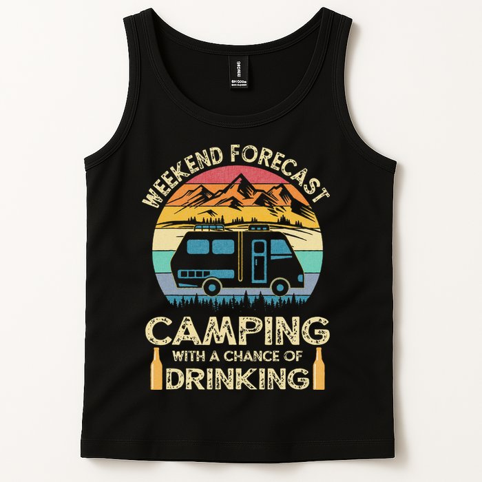 Funny Weekend Forecast Camping With A Chance Of Drinking Tank Top