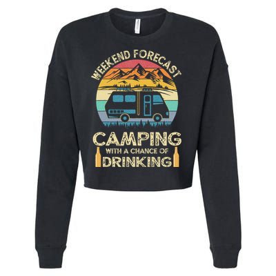 Funny Weekend Forecast Camping With A Chance Of Drinking Cropped Pullover Crew