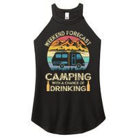Funny Weekend Forecast Camping With A Chance Of Drinking Women's Perfect Tri Rocker Tank