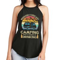Funny Weekend Forecast Camping With A Chance Of Drinking Women's Perfect Tri Rocker Tank