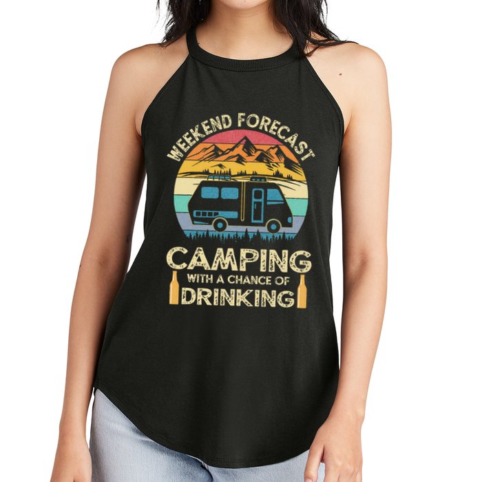 Funny Weekend Forecast Camping With A Chance Of Drinking Women's Perfect Tri Rocker Tank