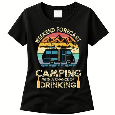 Funny Weekend Forecast Camping With A Chance Of Drinking Womens T-Shirt