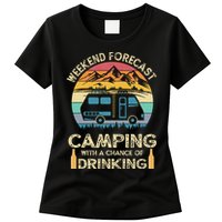 Funny Weekend Forecast Camping With A Chance Of Drinking Womens T-Shirt