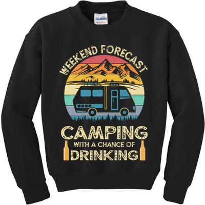 Funny Weekend Forecast Camping With A Chance Of Drinking Kids Sweatshirt