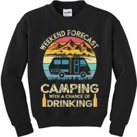 Funny Weekend Forecast Camping With A Chance Of Drinking Kids Sweatshirt