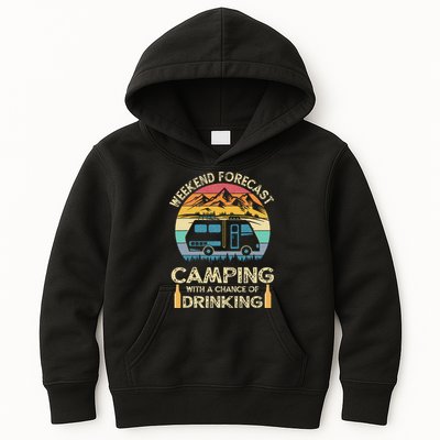 Funny Weekend Forecast Camping With A Chance Of Drinking Kids Hoodie