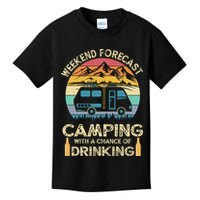 Funny Weekend Forecast Camping With A Chance Of Drinking Kids T-Shirt