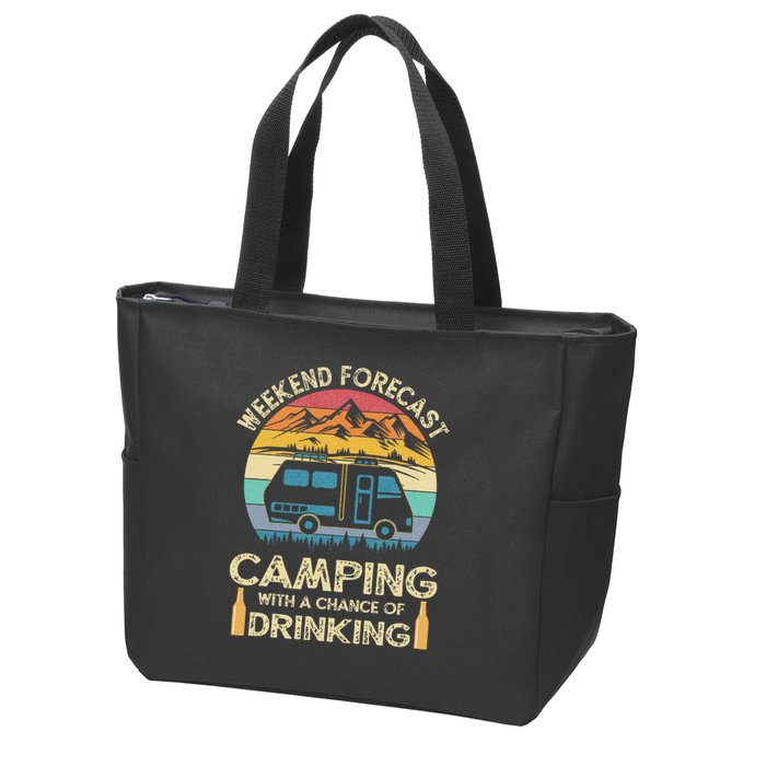Funny Weekend Forecast Camping With A Chance Of Drinking Zip Tote Bag