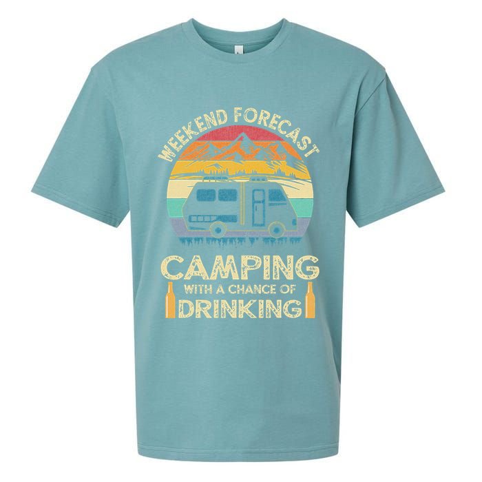 Funny Weekend Forecast Camping With A Chance Of Drinking Sueded Cloud Jersey T-Shirt
