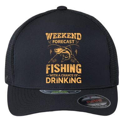 Funny Weekend Forcast Fishing With A Chance Of Drinking Flexfit Unipanel Trucker Cap