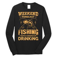 Funny Weekend Forcast Fishing With A Chance Of Drinking Long Sleeve Shirt