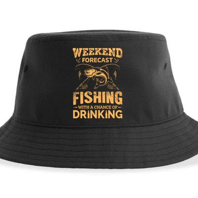 Funny Weekend Forcast Fishing With A Chance Of Drinking Sustainable Bucket Hat