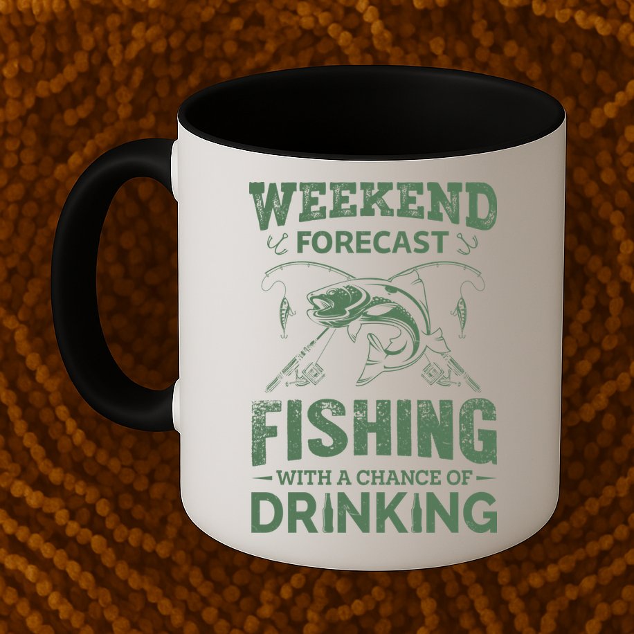 Funny Weekend Forcast Fishing With A Chance Of Drinking Mug