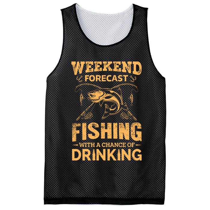 Funny Weekend Forcast Fishing With A Chance Of Drinking Mesh Reversible Basketball Jersey Tank