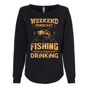 Funny Weekend Forcast Fishing With A Chance Of Drinking Womens California Wash Sweatshirt