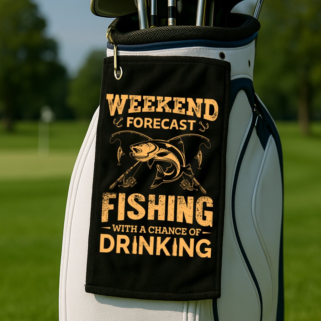 Funny Weekend Forcast Fishing With A Chance Of Drinking Golf Towel