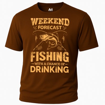 Funny Weekend Forcast Fishing With A Chance Of Drinking Performance Shirt