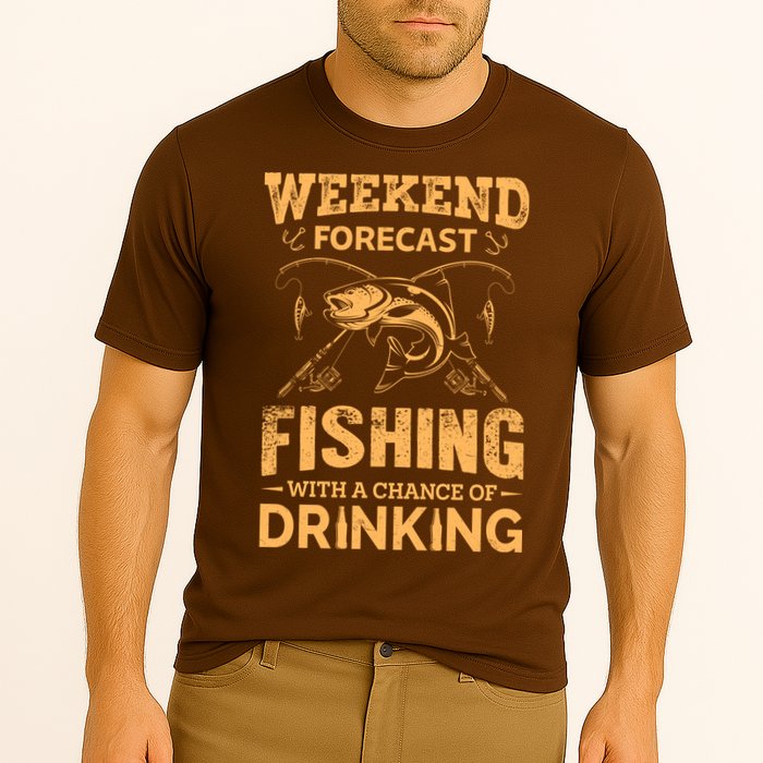 Funny Weekend Forcast Fishing With A Chance Of Drinking Performance Shirt
