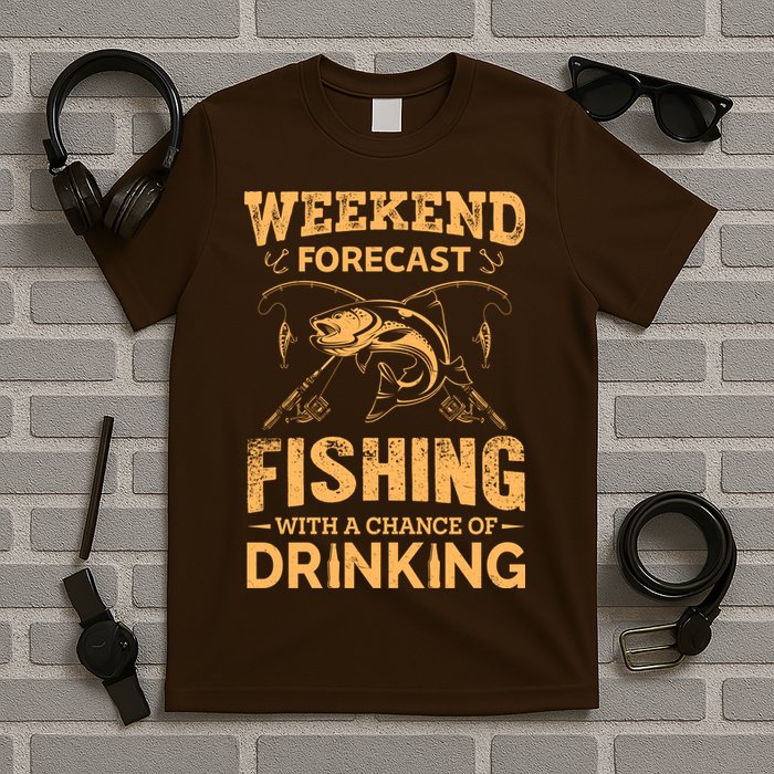 Funny Weekend Forcast Fishing With A Chance Of Drinking T-Shirt