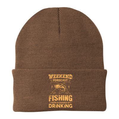 Funny Weekend Forcast Fishing With A Chance Of Drinking Knit Cap Winter Beanie