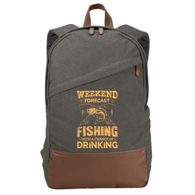 Funny Weekend Forcast Fishing With A Chance Of Drinking Cotton Canvas Backpack