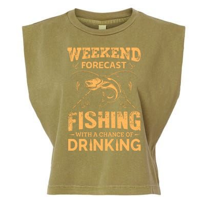 Funny Weekend Forcast Fishing With A Chance Of Drinking Garment-Dyed Women's Muscle Tee