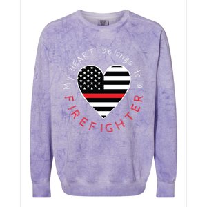 Firefighter Wife Friend Thin Red Line Heart Flag Fire Meaningful Gift Colorblast Crewneck Sweatshirt