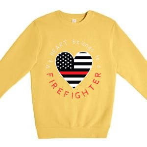 Firefighter Wife Friend Thin Red Line Heart Flag Fire Meaningful Gift Premium Crewneck Sweatshirt