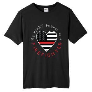 Firefighter Wife Friend Thin Red Line Heart Flag Fire Meaningful Gift Tall Fusion ChromaSoft Performance T-Shirt