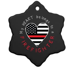 Firefighter Wife Friend Thin Red Line Heart Flag Fire Meaningful Gift Ceramic Star Ornament