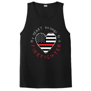 Firefighter Wife Friend Thin Red Line Heart Flag Fire Meaningful Gift PosiCharge Competitor Tank