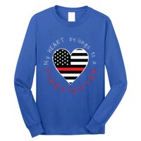 Firefighter Wife Friend Thin Red Line Heart Flag Fire Meaningful Gift Long Sleeve Shirt