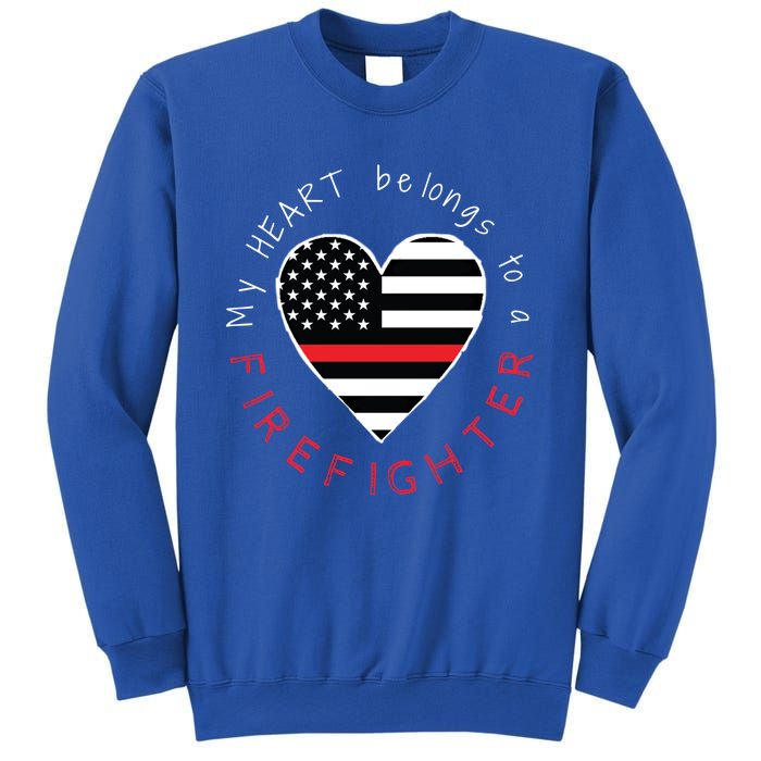 Firefighter Wife Friend Thin Red Line Heart Flag Fire Meaningful Gift Sweatshirt