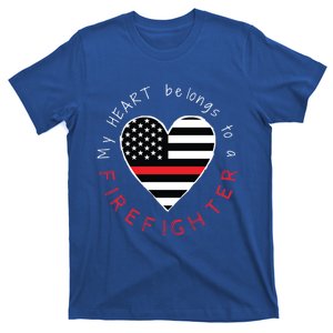 Firefighter Wife Friend Thin Red Line Heart Flag Fire Meaningful Gift T-Shirt