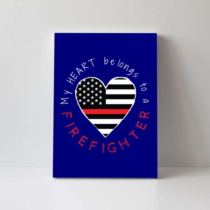 Firefighter Wife Friend Thin Red Line Heart Flag Fire Meaningful Gift Canvas