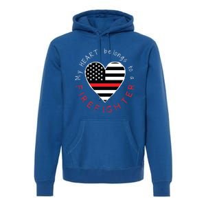 Firefighter Wife Friend Thin Red Line Heart Flag Fire Meaningful Gift Premium Hoodie