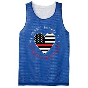 Firefighter Wife Friend Thin Red Line Heart Flag Fire Meaningful Gift Mesh Reversible Basketball Jersey Tank