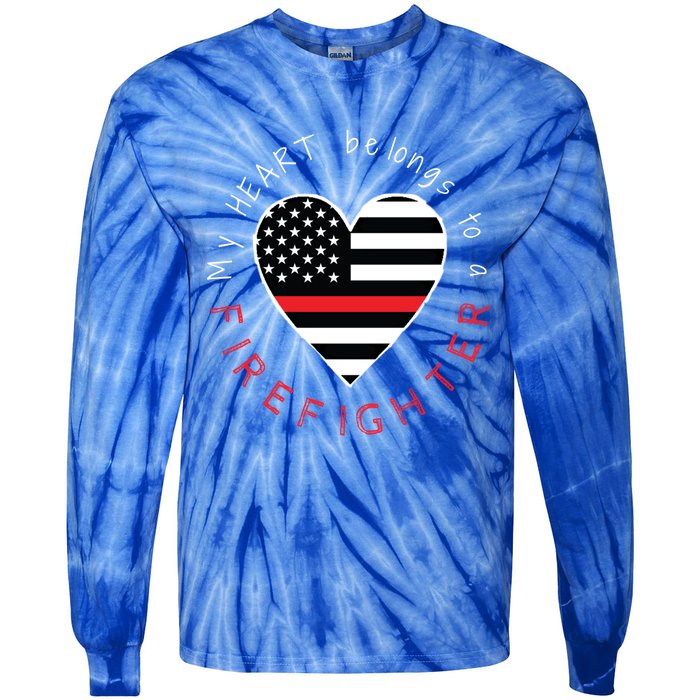 Firefighter Wife Friend Thin Red Line Heart Flag Fire Meaningful Gift Tie-Dye Long Sleeve Shirt