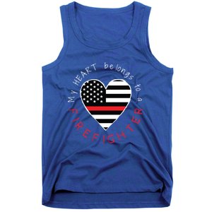 Firefighter Wife Friend Thin Red Line Heart Flag Fire Meaningful Gift Tank Top