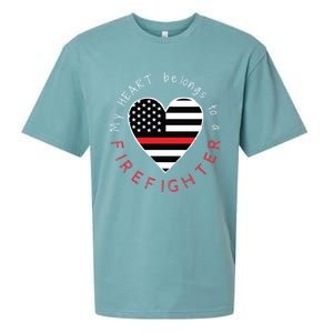 Firefighter Wife Friend Thin Red Line Heart Flag Fire Meaningful Gift Sueded Cloud Jersey T-Shirt