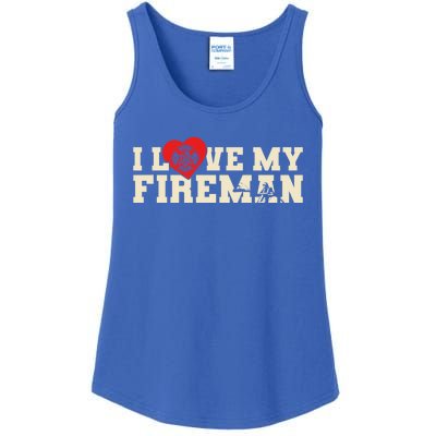 Firefighter Wife Friend Fire Rescue I Love My Fire Cute Gift Ladies Essential Tank