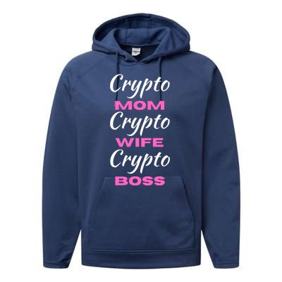 Funny Women, Funny Crypto Mom Wife Boss, Funny Woman Tee Performance Fleece Hoodie