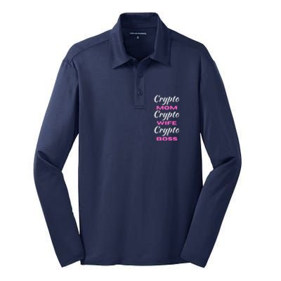 Funny Women, Funny Crypto Mom Wife Boss, Funny Woman Tee Silk Touch Performance Long Sleeve Polo