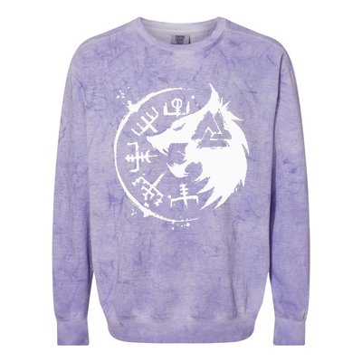 Fenrir Wolf Fenris Wolf Viking Vegvisir Valknut Colorblast Crewneck Sweatshirt