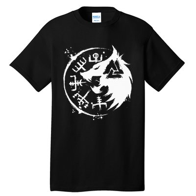 Fenrir Wolf Fenris Wolf Viking Vegvisir Valknut Tall T-Shirt