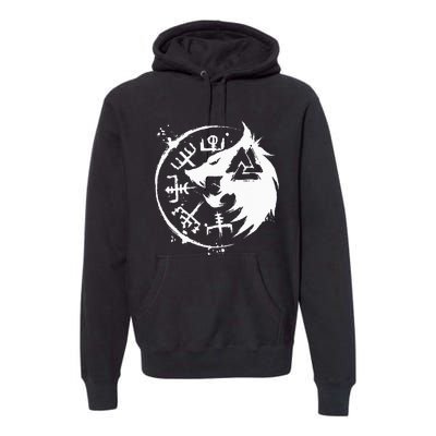 Fenrir Wolf Fenris Wolf Viking Vegvisir Valknut Premium Hoodie