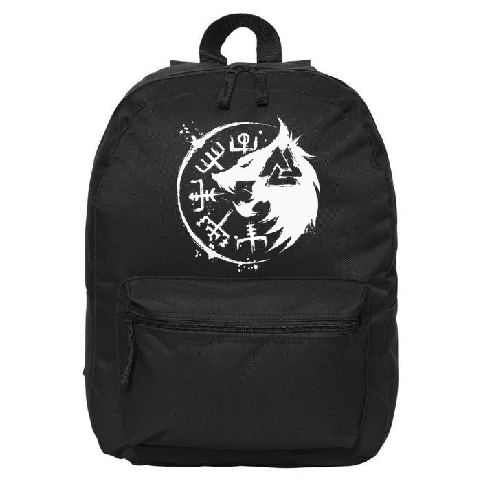 Fenrir Wolf Fenris Wolf Viking Vegvisir Valknut 16 in Basic Backpack