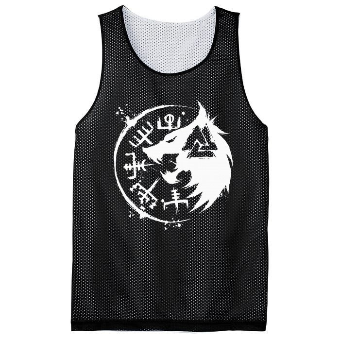 Fenrir Wolf Fenris Wolf Viking Vegvisir Valknut Mesh Reversible Basketball Jersey Tank