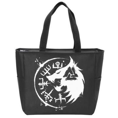 Fenrir Wolf Fenris Wolf Viking Vegvisir Valknut Zip Tote Bag