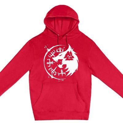 Fenrir Wolf Fenris Wolf Viking Vegvisir Valknut Premium Pullover Hoodie